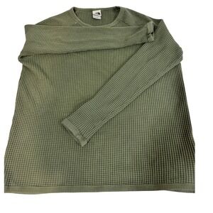 The North Face Mens Waffle Knit Long Sleeve Crew Neck Thermal Shirt XL Green
